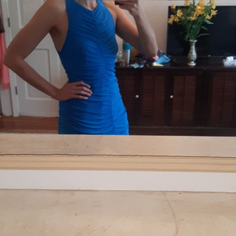 Held--Royal Blue Midi Ruched Cocktail dress XS - Picture 3 of 8